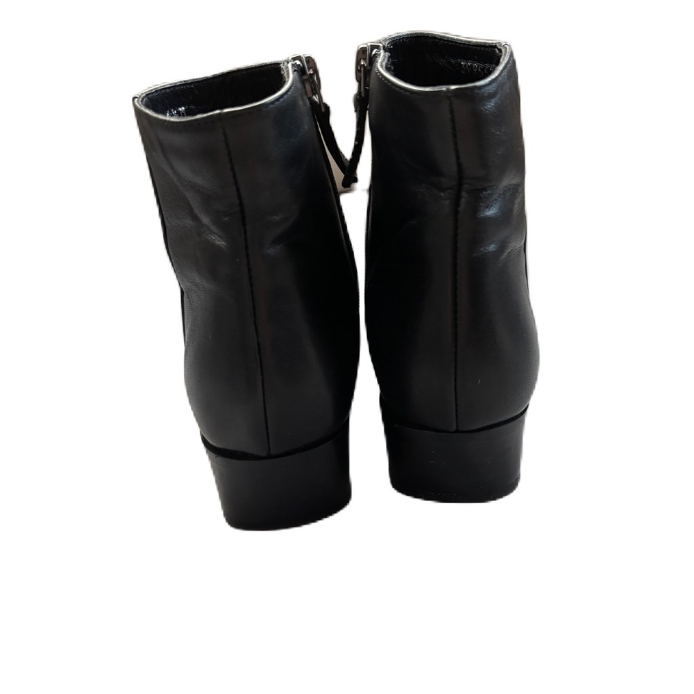 Aquatalia Fuoco Black Leather Ankle Booties Stacked Heel Size 6.5 Ankle Boots - Picture 8 of 12